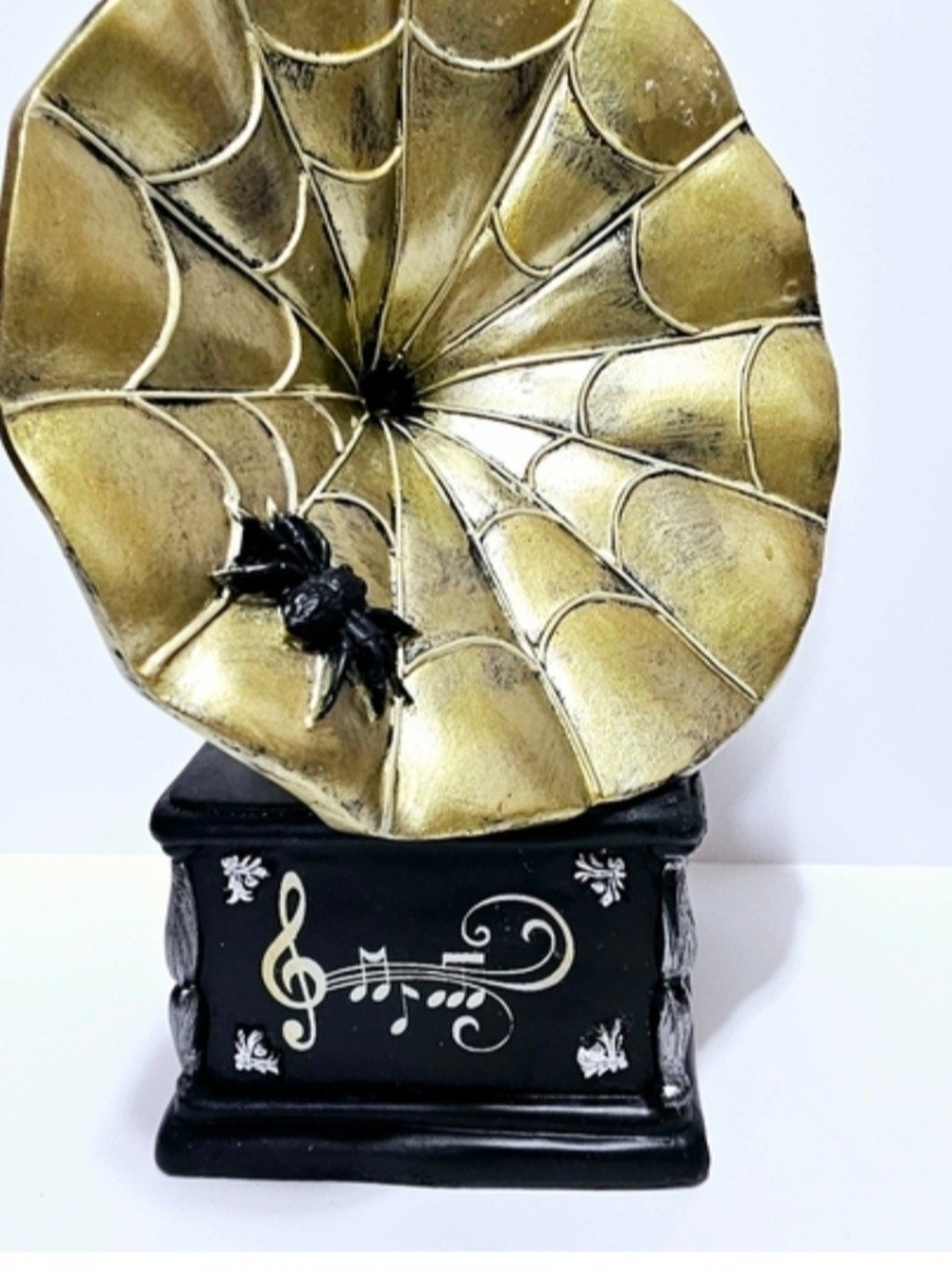NWT Ashland Halloween Skull Tabletop Decor Spooky Spider Web Phonograph - Picture 7 of 9